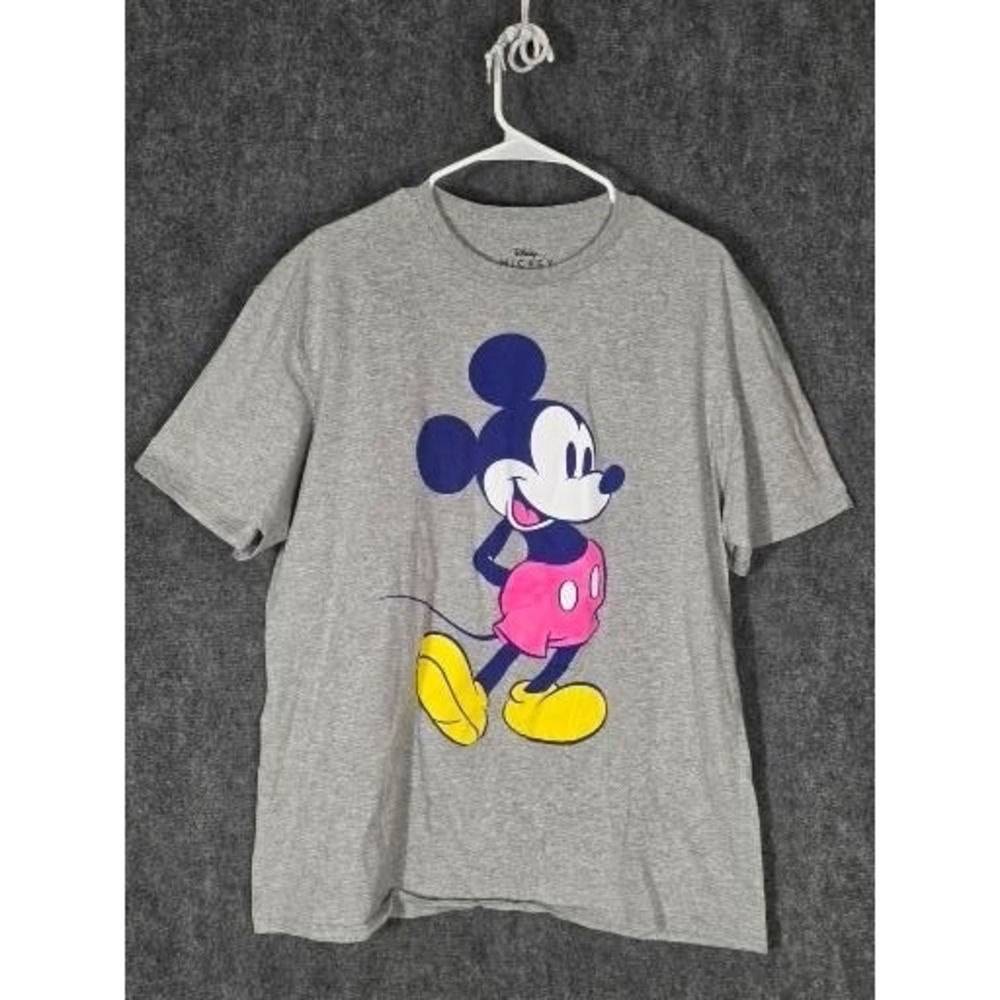 Disney Mickey Mouse T Shirt Mens XL Gray Classic Standing Graphic Short Sleeve